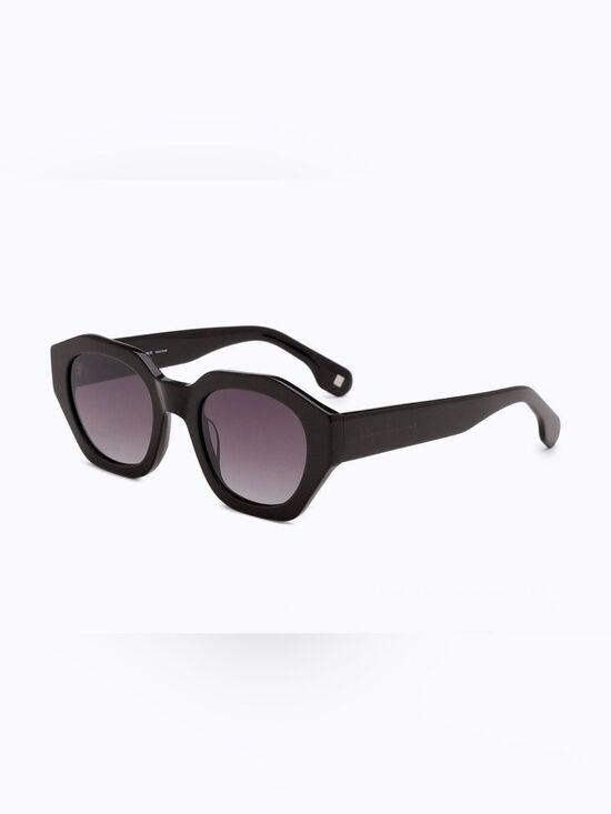 Carolina Lemke Black Oversized Hexagon Sunglasses